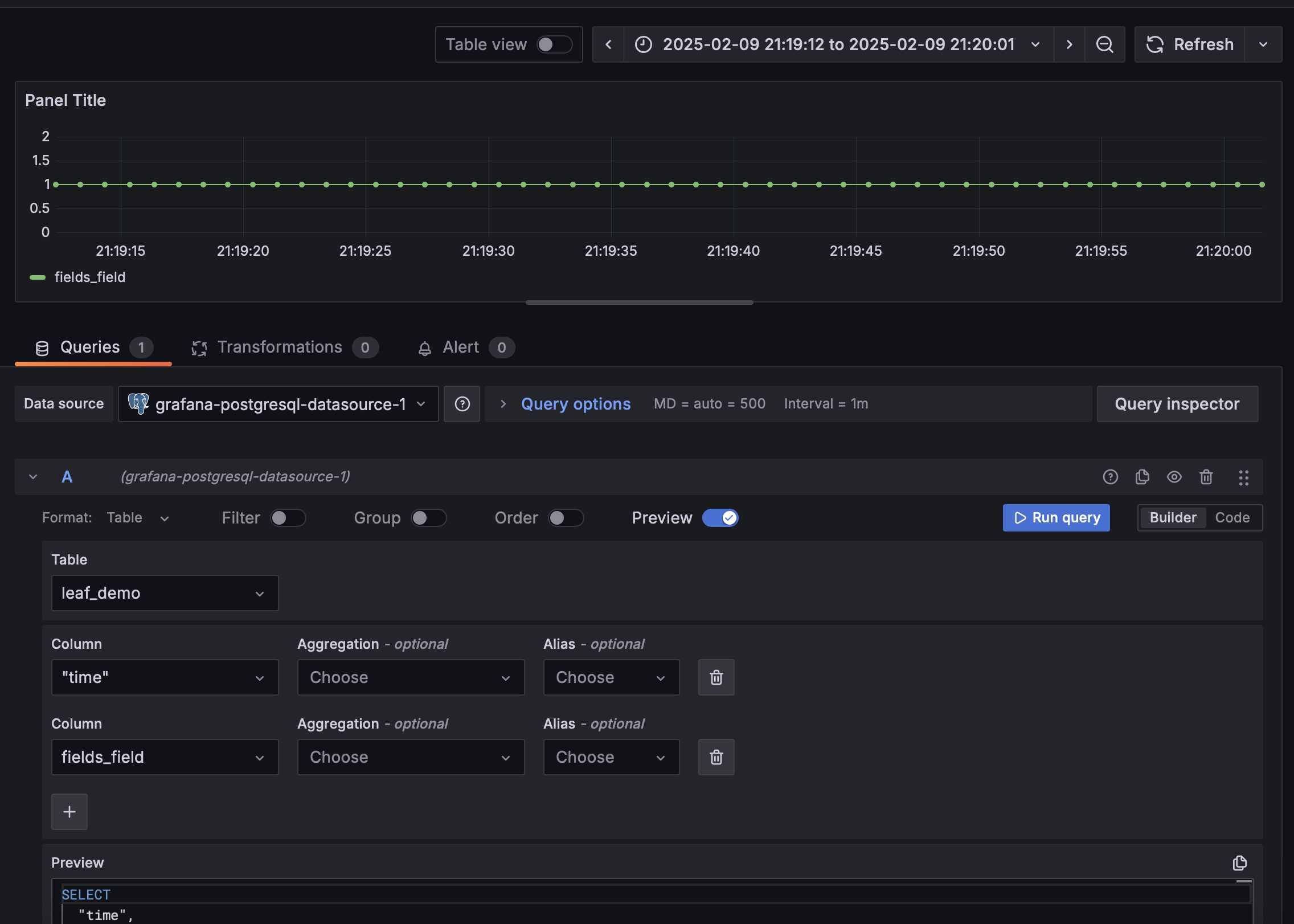 Grafana query builder