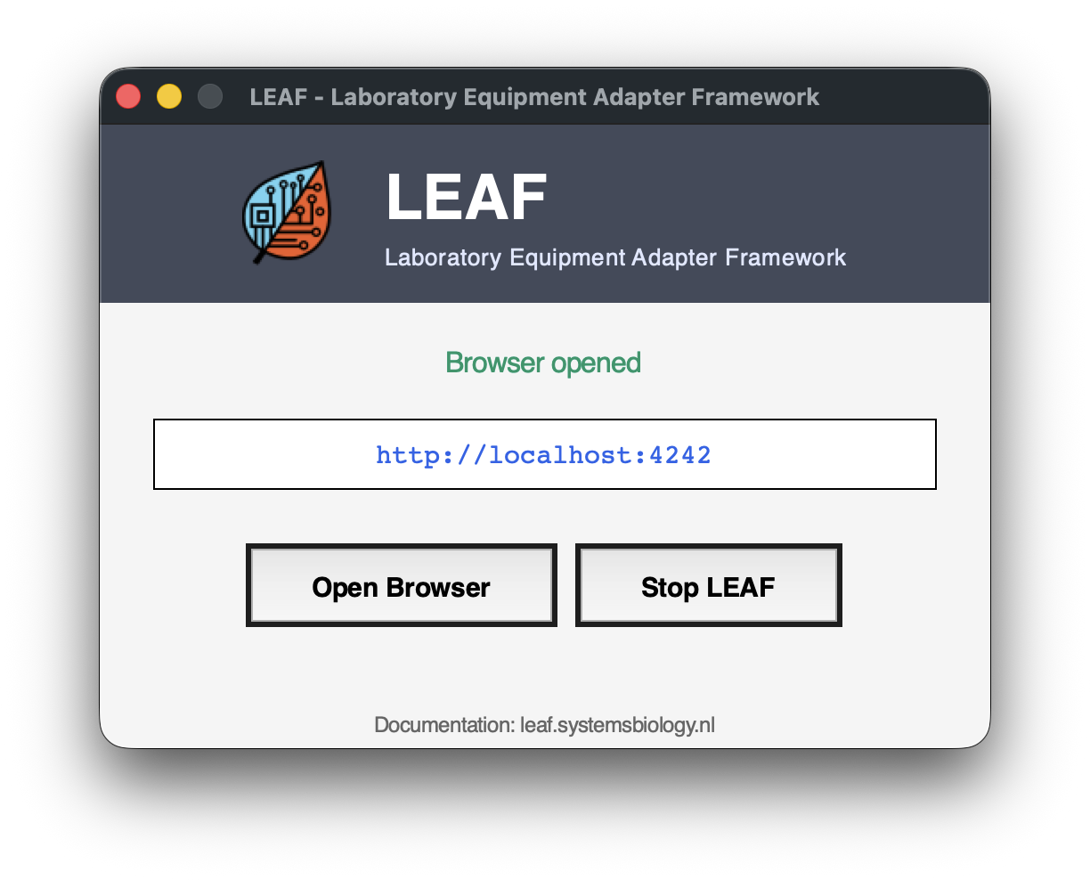 LEAF TKinter launch window